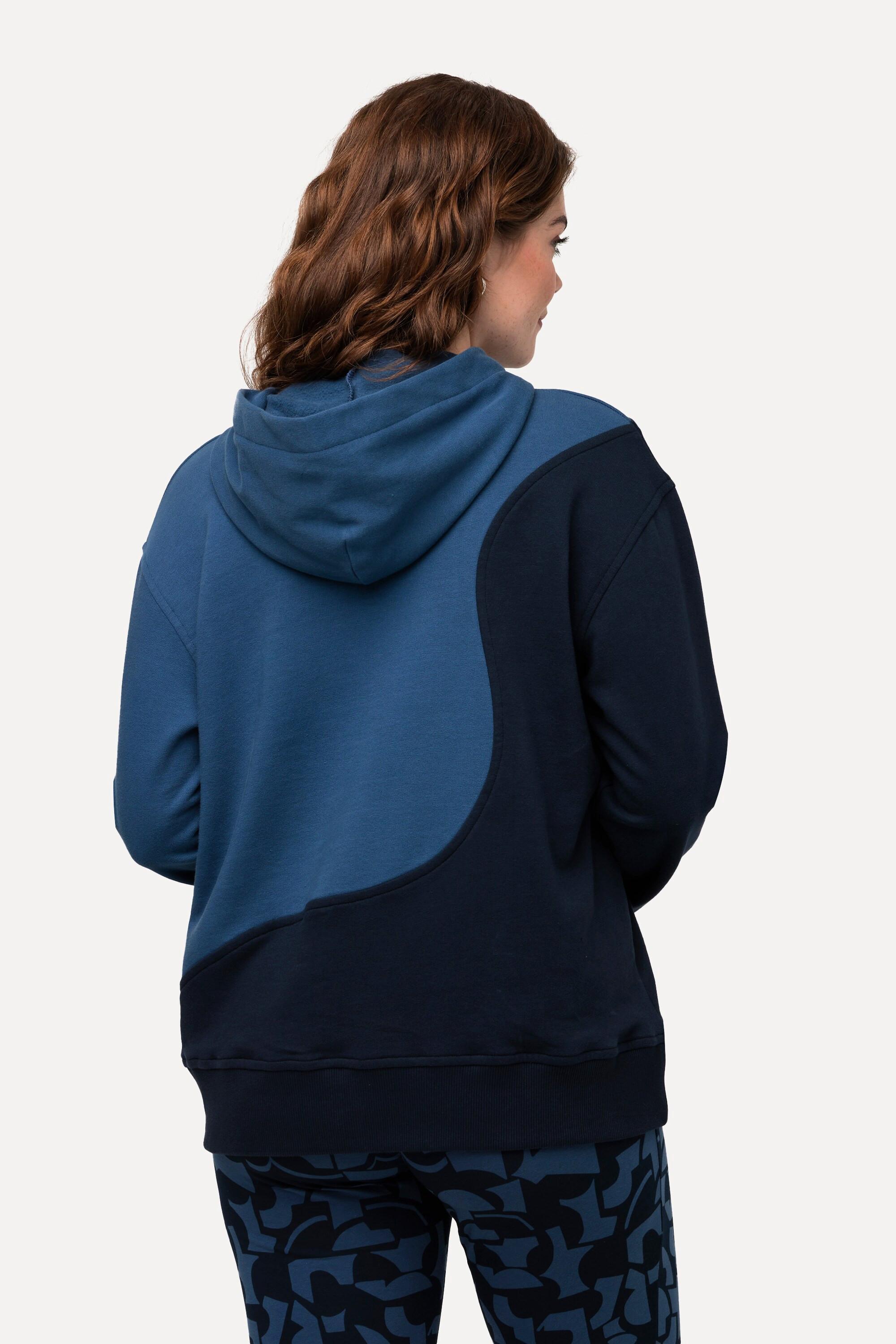 Ulla Popken  Hoodie, Kapuze, Langarm, Biobaumwolle marine 