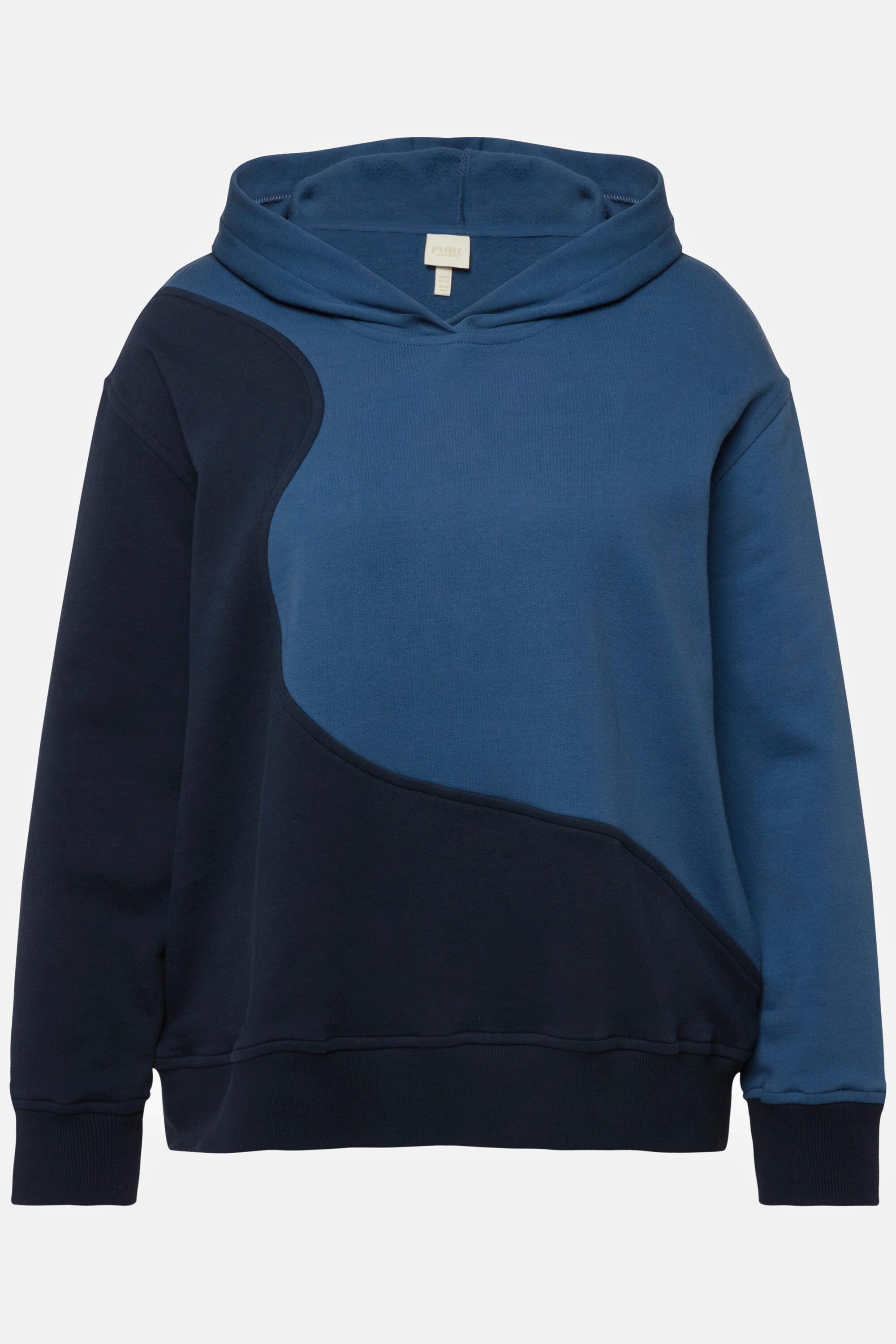 Ulla Popken  Hoodie, Kapuze, Langarm, Biobaumwolle marine 