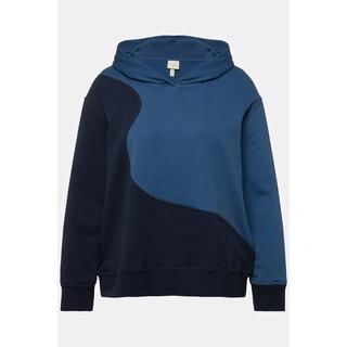 Ulla Popken  Sweat-shirt en coton bio, colour block, capuche et manches longues 