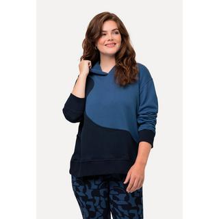 Ulla Popken  Maglia in cotone biologico con color blocking, cappuccio e maniche lunghe 