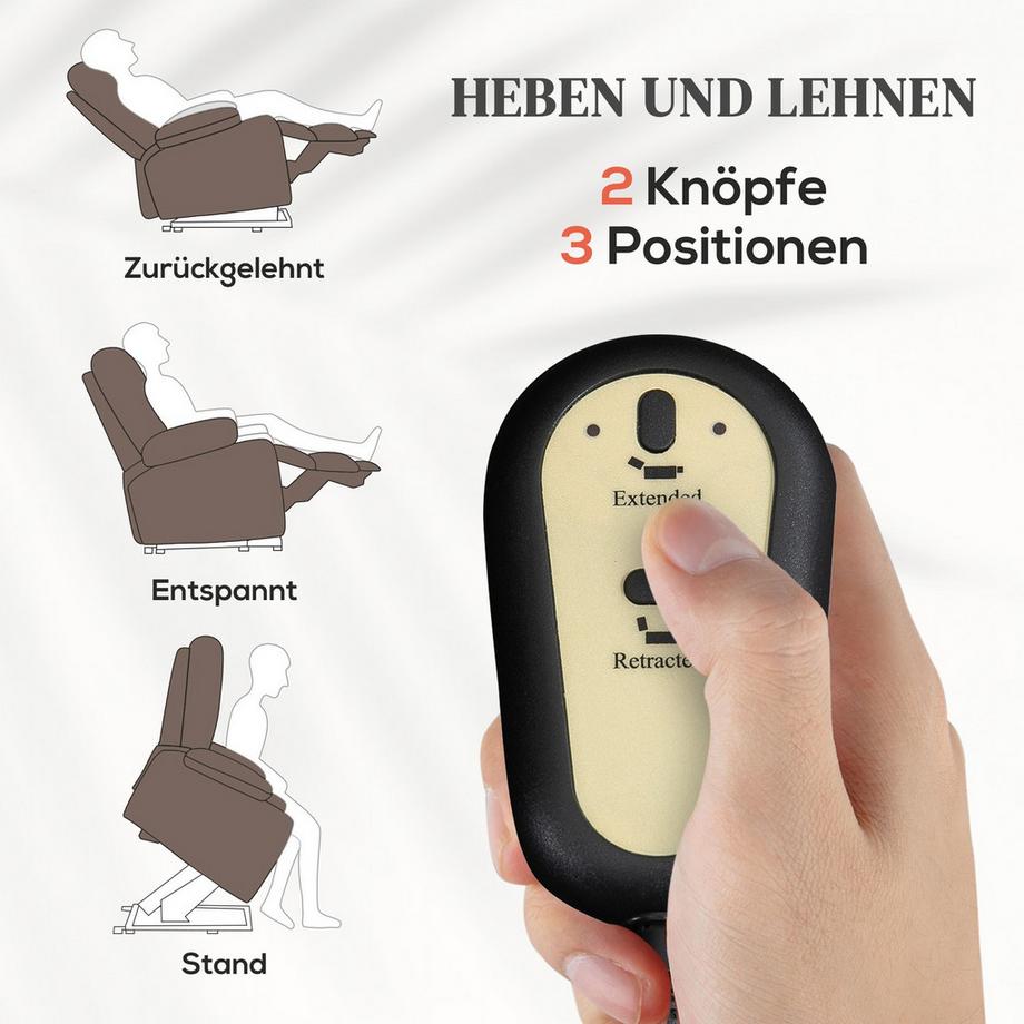 Northio  Fernsehsessel mit Aufstehhilfe, Elektrisch Relaxsessel, mit Massagefunktion, Liegefunktion, Wärmefunktion, Polyester, 90x93x110cm 