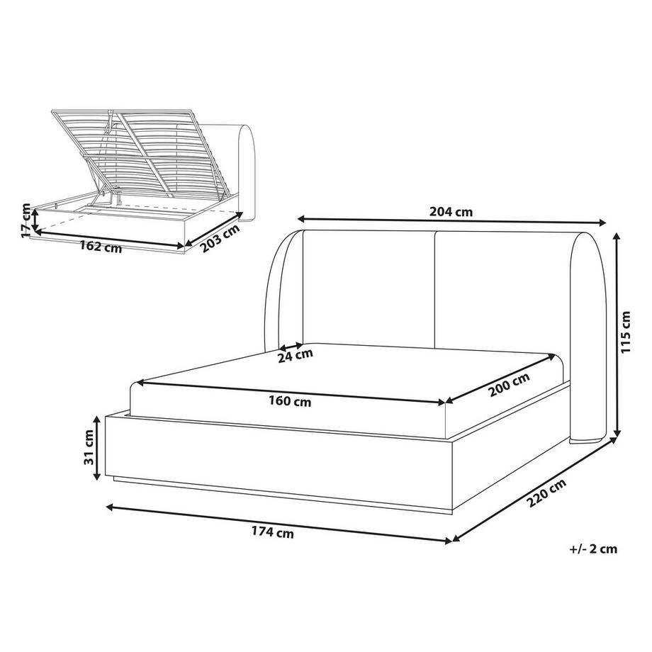 Beliani Letto contenitore en Tessuto Minimalista MONESTIER  