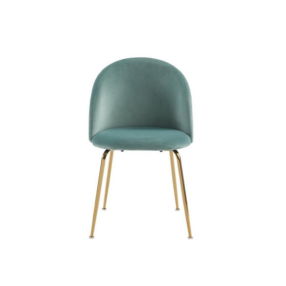 Vente-unique Lot de 2 chaises - Velours et métal doré - Vert sauge - MELBOURNE  