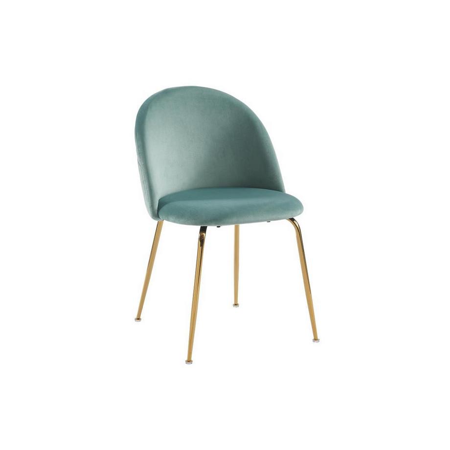 Vente-unique Lot de 2 chaises - Velours et métal doré - Vert sauge - MELBOURNE  