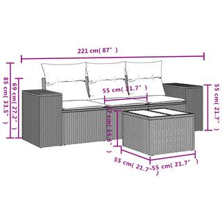 VidaXL Ensemble de canapés de jardin rotin synthétique  