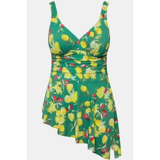 Ulla Popken  Robe de bain citrons à bonnets souples et ourlet asymétrique 