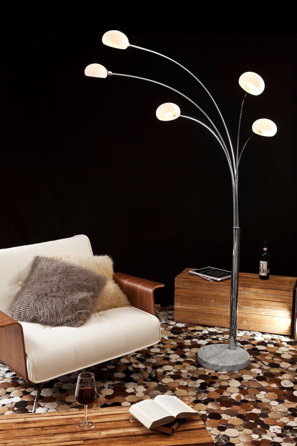 mutoni  Lampadaire Five Fingers 220cm blanc argent 