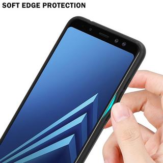 Cadorabo  Housse compatible avec Samsung Galaxy A8 2018 - Coque de protection bicolore en silicone TPU et dos en verre trempé 