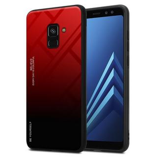 Cadorabo  Housse compatible avec Samsung Galaxy A8 2018 - Coque de protection bicolore en silicone TPU et dos en verre trempé 