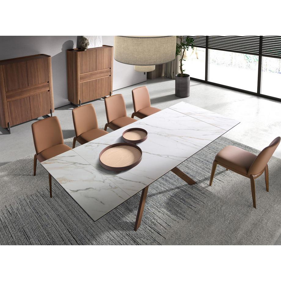 ANGEL CERDA Credenza alta in noce e acciaio scuro metallizzato  