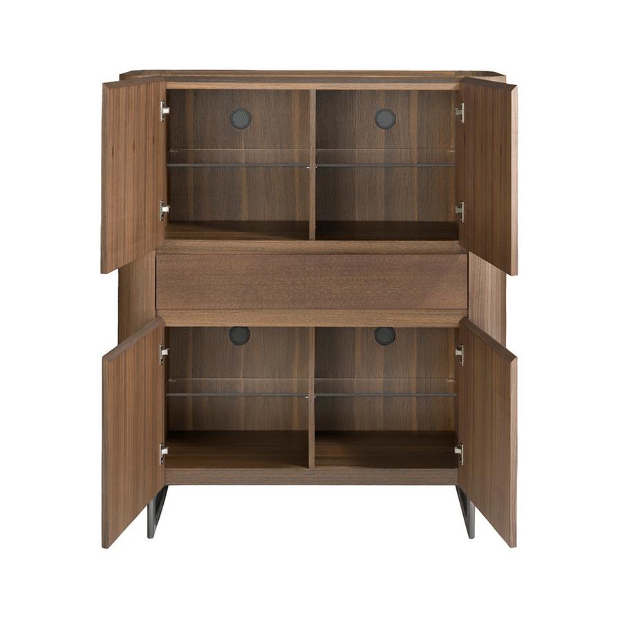 ANGEL CERDA Credenza alta in noce e acciaio scuro metallizzato  