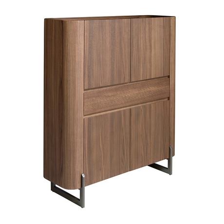 ANGEL CERDA Credenza alta in noce e acciaio scuro metallizzato  