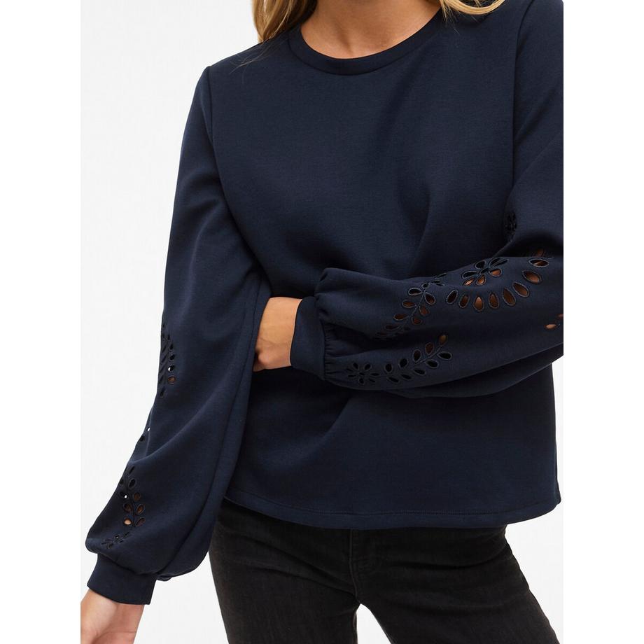 VILA Sweatshirt Manches Longues Motif Perforé  