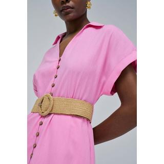 Salsa Robe chemise midi en lin avec ceinture boutonnée devant  