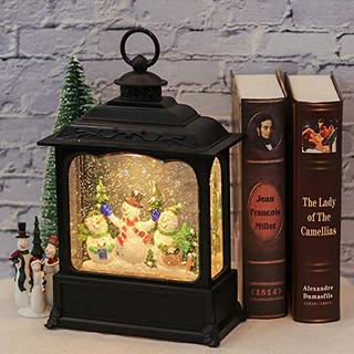 Alopini Schneekugel-Laterne mit Zeitschaltuhr, beleuchtete USB/batteriebetriebene Wirbelnde singende  