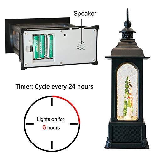 Alopini Schneekugel-Laterne mit Zeitschaltuhr, beleuchtete USB/batteriebetriebene Wirbelnde singende  
