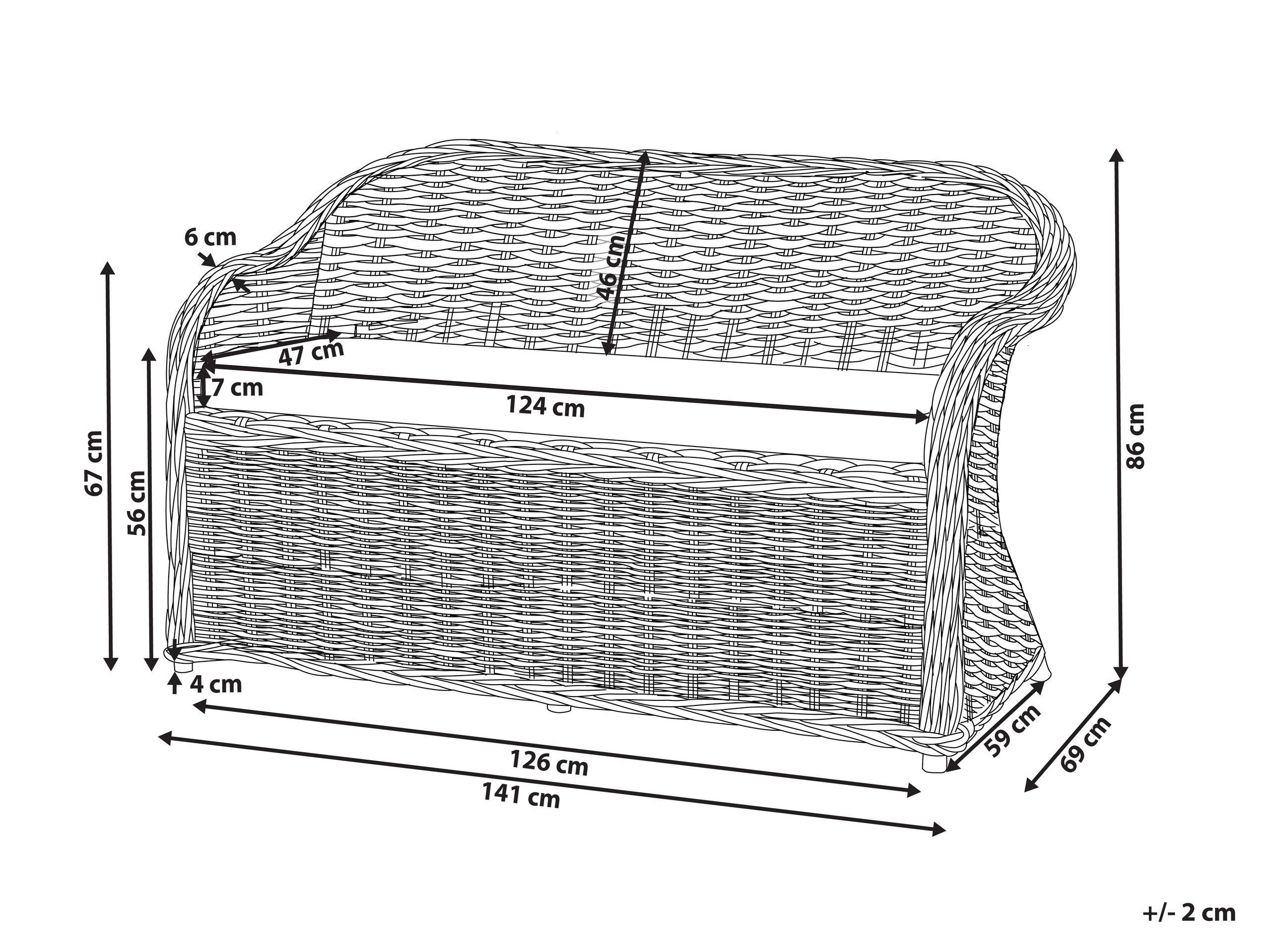Beliani Banc avec coussin d'assise en Rotin Boho SUSUA  