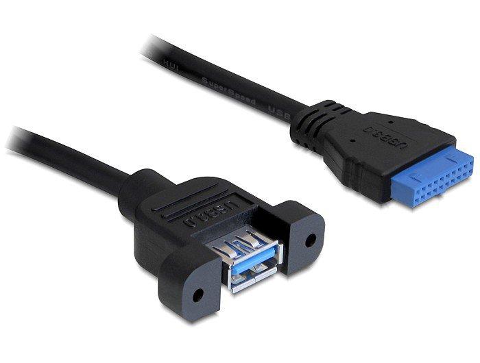 DeLock  0.5m USB 3.0 F/F câble USB 0,5 m USB A IDC Noir 