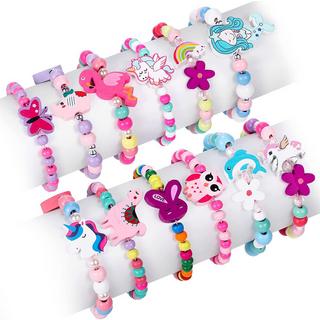 Activity-board  Bracelets en bois bracelet licorne fleurs animaux hibou papillon bracelet amitié bijoux 