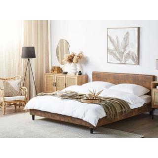 Beliani Bett mit Lattenrost aus Kunstleder Retro FITOU  