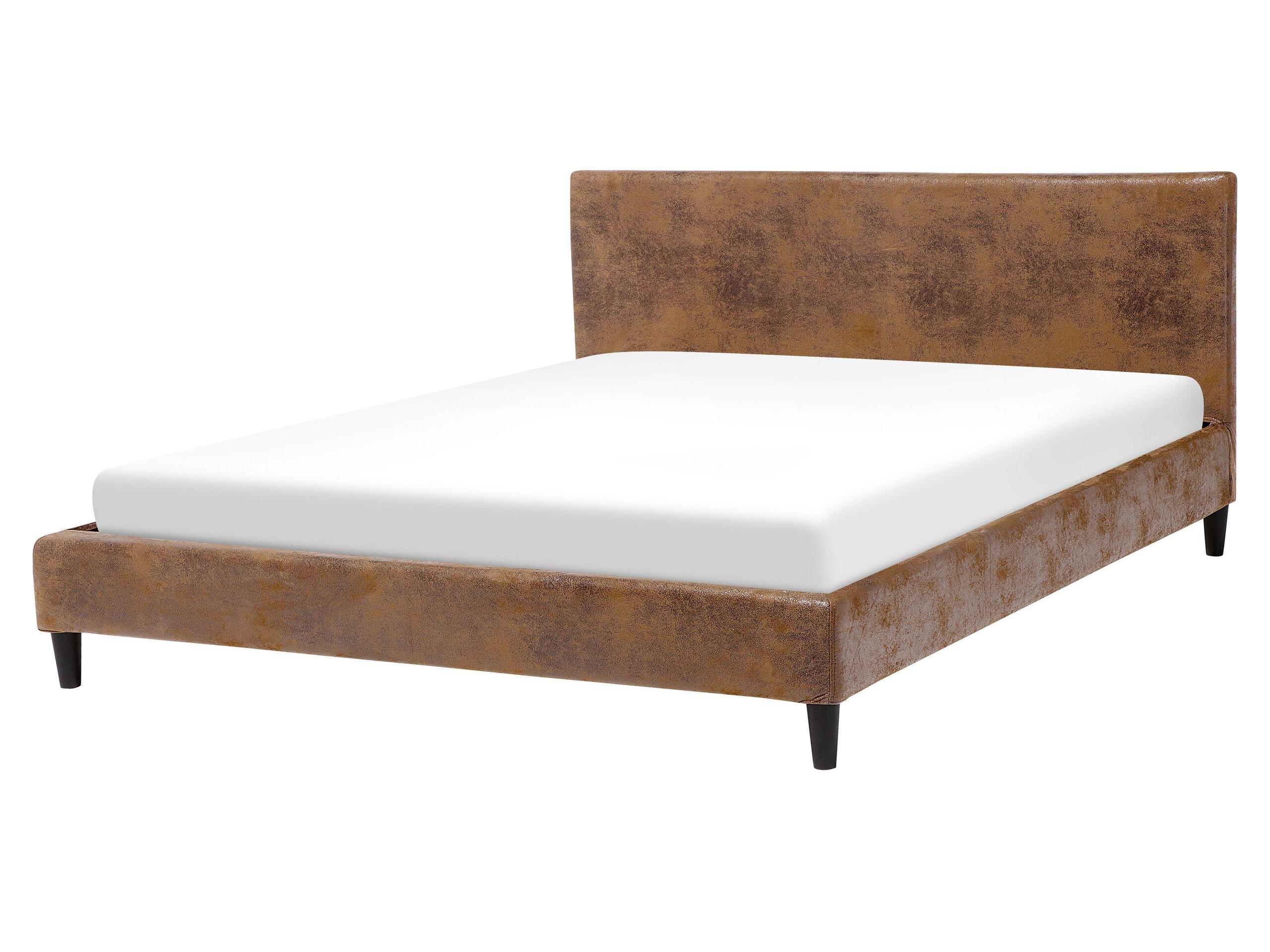 Beliani Bett mit Lattenrost aus Kunstleder Retro FITOU  