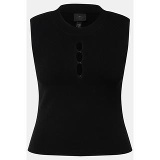 Ulla Popken  Top slim smanicato di maglia a costine con scollo a girocollo 