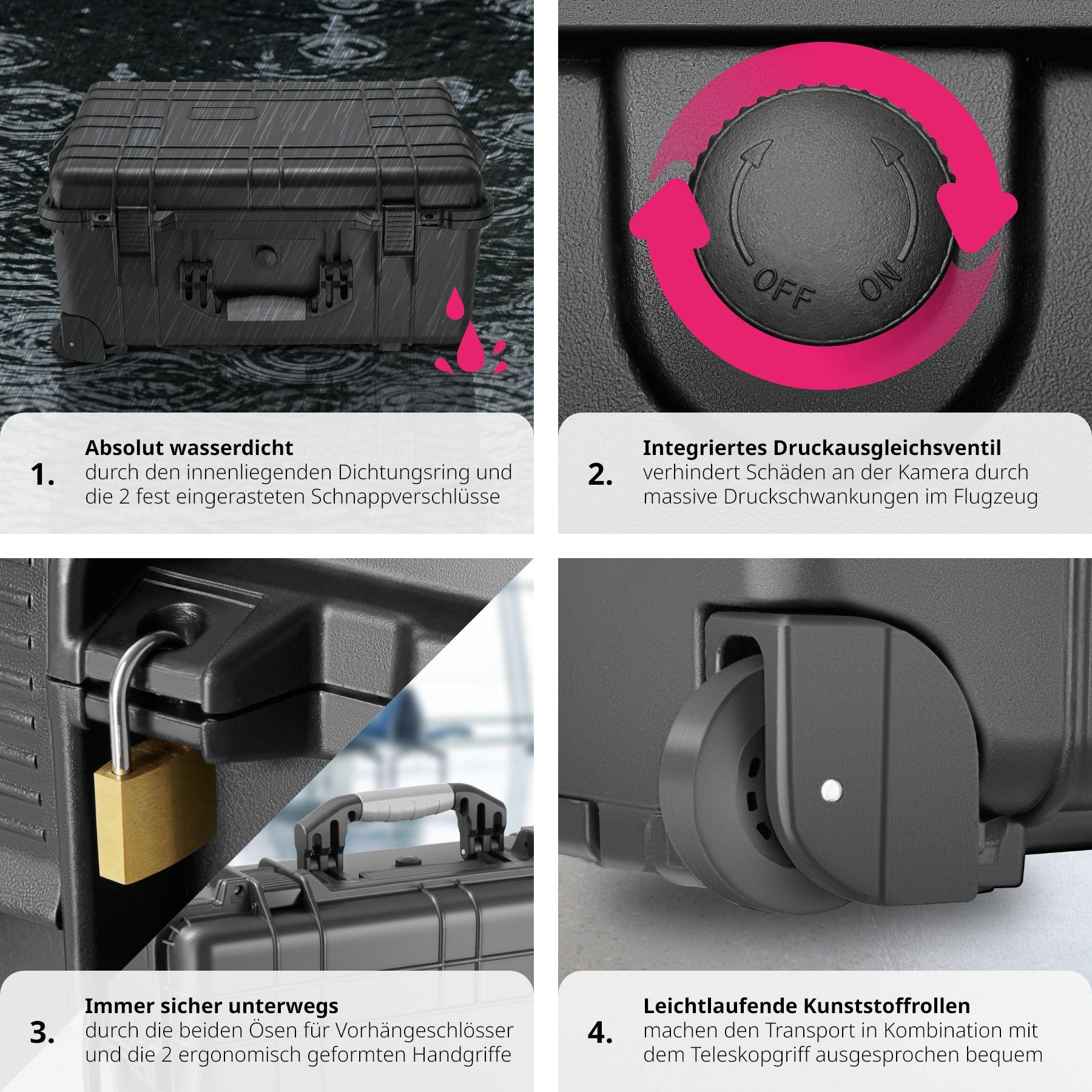 Tectake  Valigia da trasporto com rotelle e maniglia telescopica 