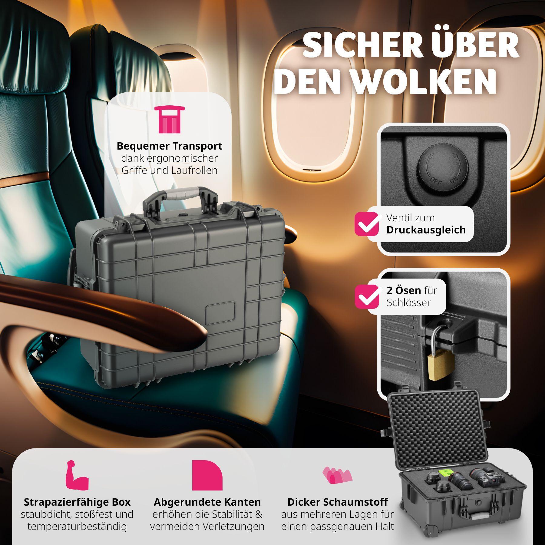 Tectake  Valigia da trasporto com rotelle e maniglia telescopica 