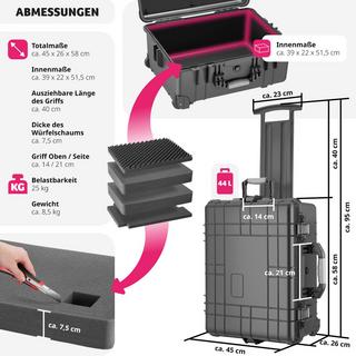 Tectake  Mallette de transport sur roulettes avec poignée télescopique 