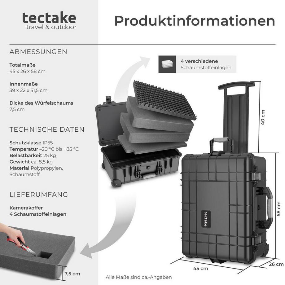 Tectake  Mallette pour caméra  en coque dure robuste 