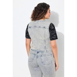 Ulla Popken  Jeansweste, spitzer Saum, Stretchdenim, V-Ausschnitt 