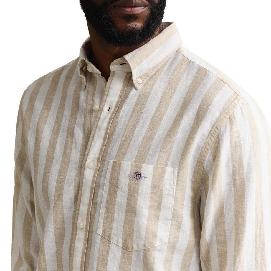 GANT Chemisette  Pack de 1 Confortable à porter-REGULAR COTTON LINEN STRIPE SHIRT  