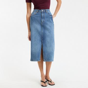Gerader Midirock aus Denim
