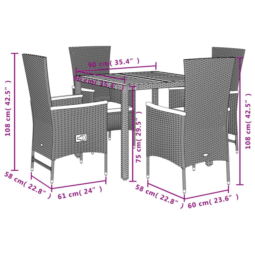 VidaXL set da pranzo da giardino Polirattan  