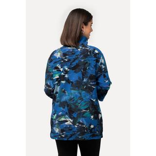 Ulla Popken  Sweat-shirt imprimé feuilles, tissu texturé horizontalement, col montant et manches 3/4 