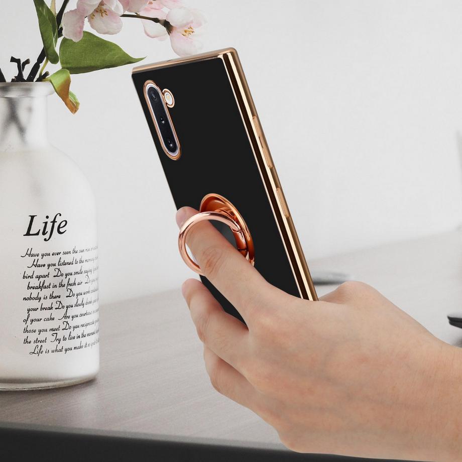 Cadorabo  Housse compatible avec Samsung Galaxy NOTE 10 avec anneau - Coque de protection en silicone TPU flexible, avec protection pour appareil photo et support voiture magnétique 