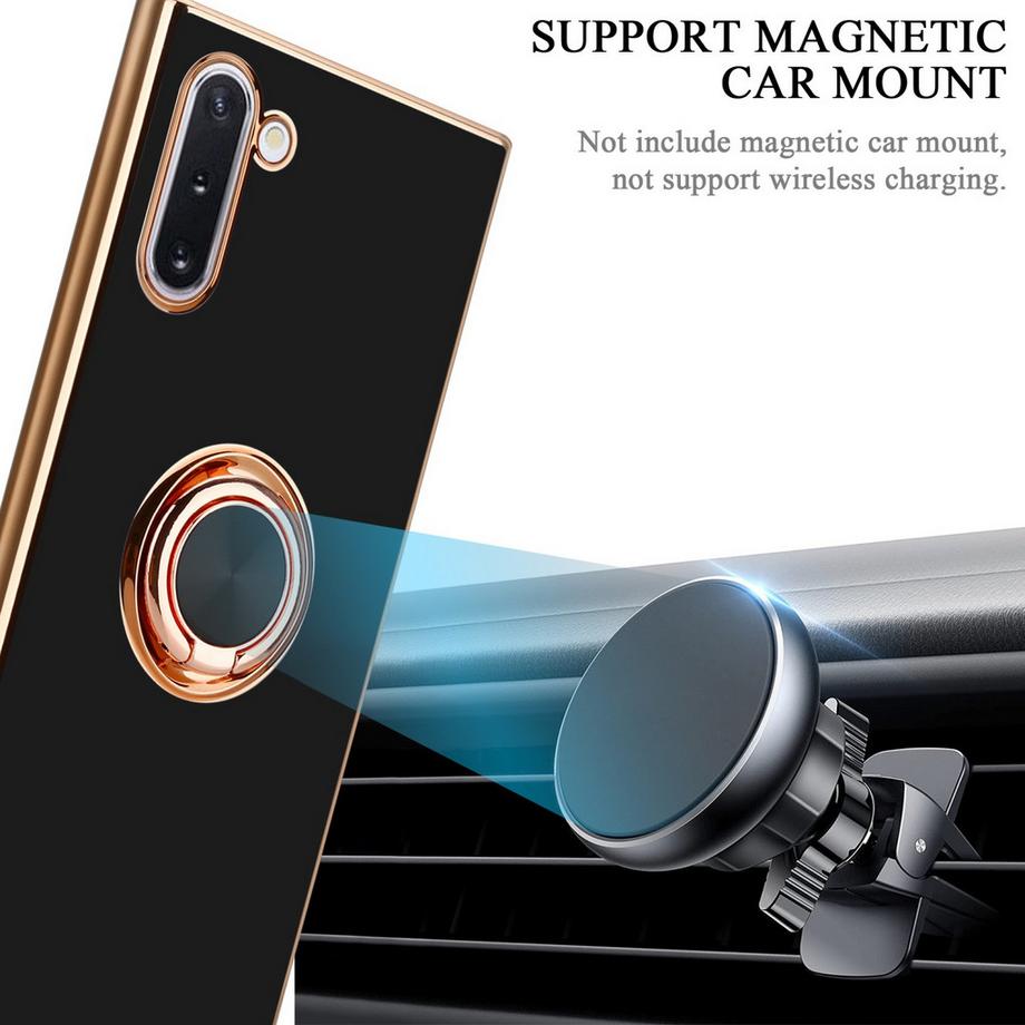 Cadorabo  Housse compatible avec Samsung Galaxy NOTE 10 avec anneau - Coque de protection en silicone TPU flexible, avec protection pour appareil photo et support voiture magnétique 