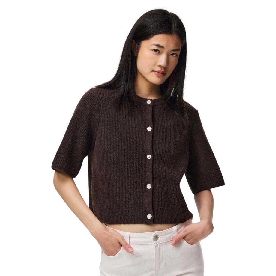 PIECES Cardigan Tricot Côtelé Manches Courtes  