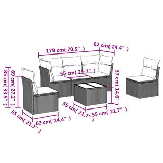 VidaXL Ensemble de canapés de jardin rotin synthétique  