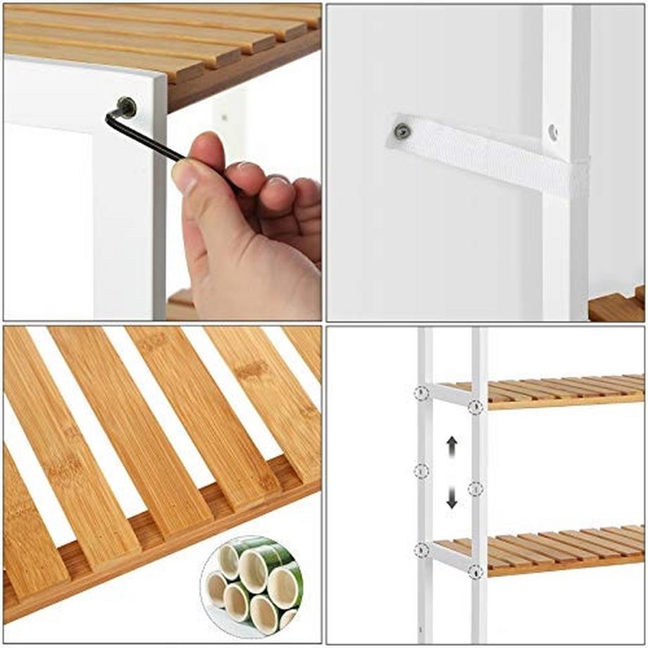 Pricenet  Verstellbares Bambusregal – 5 Etagen, einfache Montage 