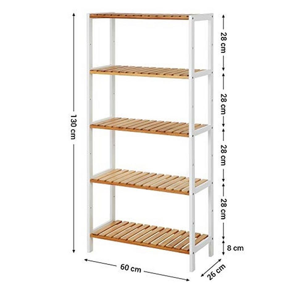 Pricenet  Verstellbares Bambusregal – 5 Etagen, einfache Montage 