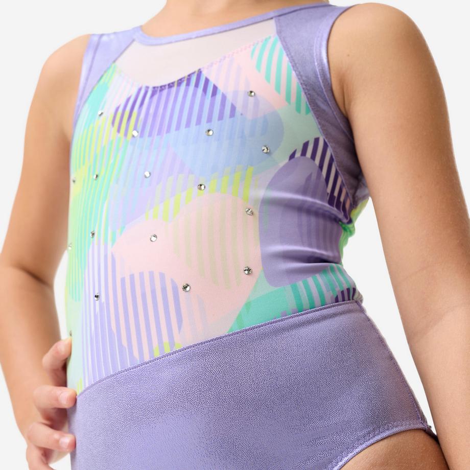 DOMYOS  Body da ginnastica ragazza senza maniche brillante poliestere 