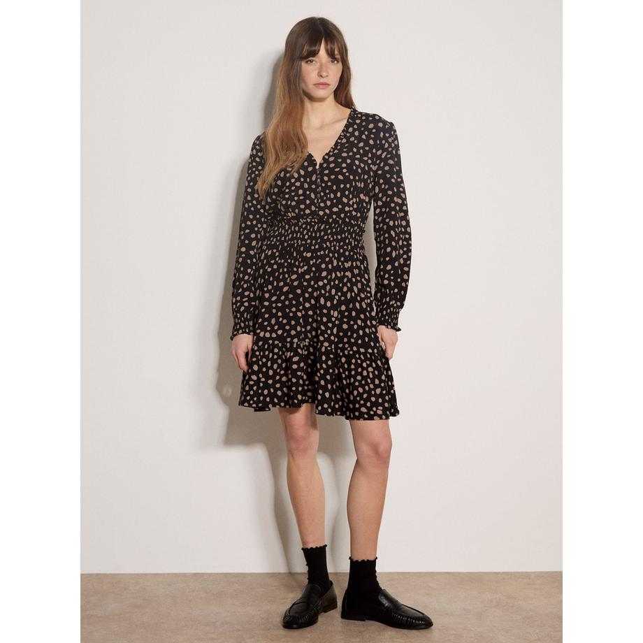 APRICOT Minikleid aus Crêpe mit unregelmäßigen Punkten  