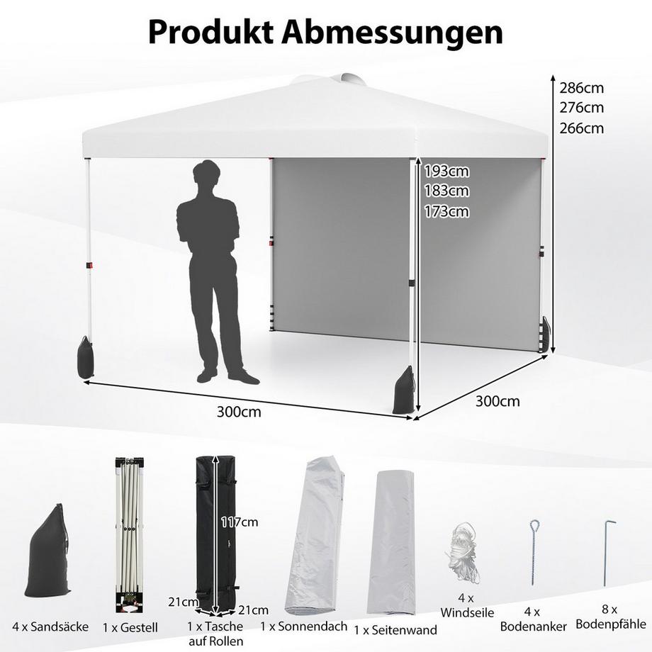 Northix Pop-Up-Pavillon mit Seitenwänden  