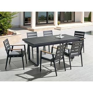 Beliani Lot de 6 chaises de jardin avec coussins en Aluminium Moderne TAVIANO  