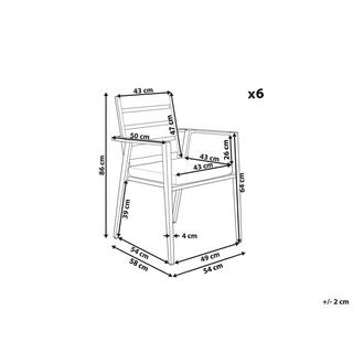 Beliani Lot de 6 chaises en Aluminium Moderne TAVIANO  