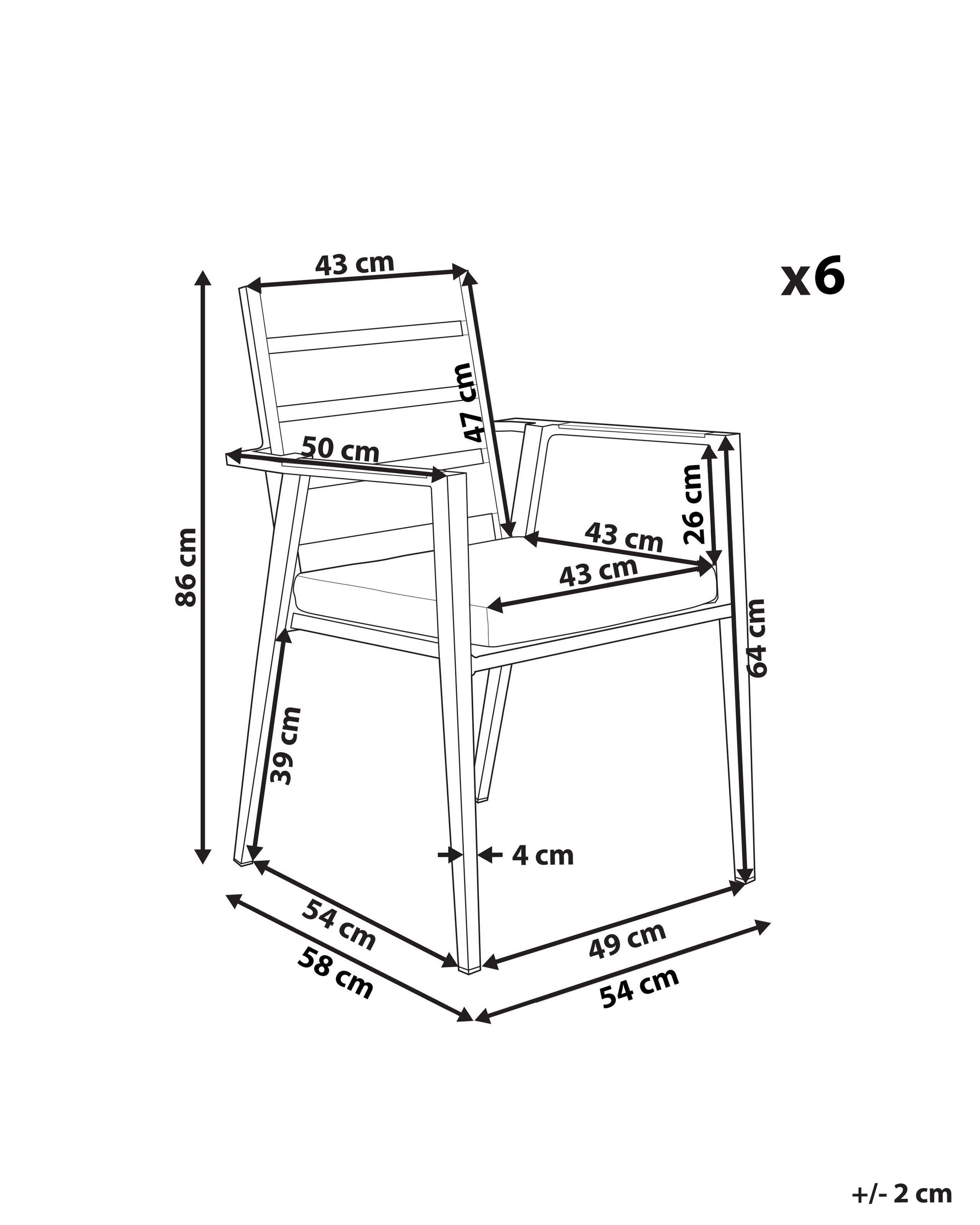 Beliani Lot de 6 chaises de jardin avec coussins en Aluminium Moderne TAVIANO  