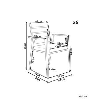 Beliani Lot de 6 chaises de jardin avec coussins en Aluminium Moderne TAVIANO  
