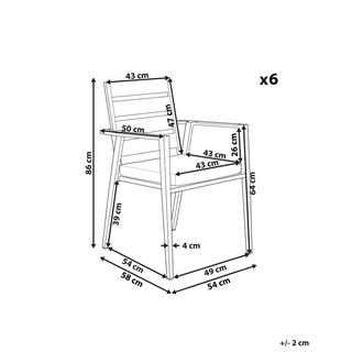 Beliani Set di 6 sedie da giardino con cuscini en Alluminio Moderno TAVIANO  