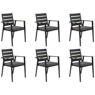 Beliani Lot de 6 chaises de jardin avec coussins en Aluminium Moderne TAVIANO  